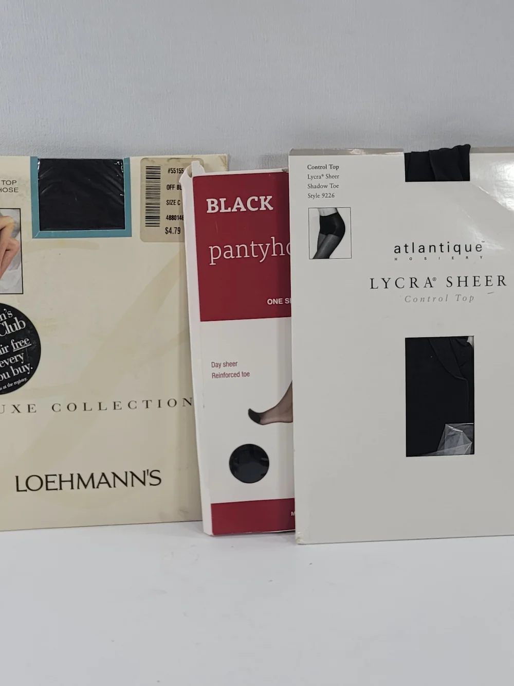 Set Of Three Black Pantyhose Atlantique Loehmans And Luxe Size C